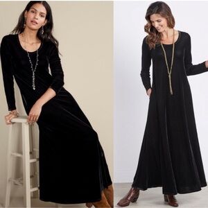 Soft Surroundings Santiago Stretch Dress Womens Size Xl Black Velvet Maxi